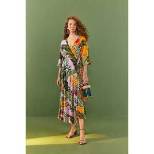 Mixed Striped Bananas Maxi Wrap Dress